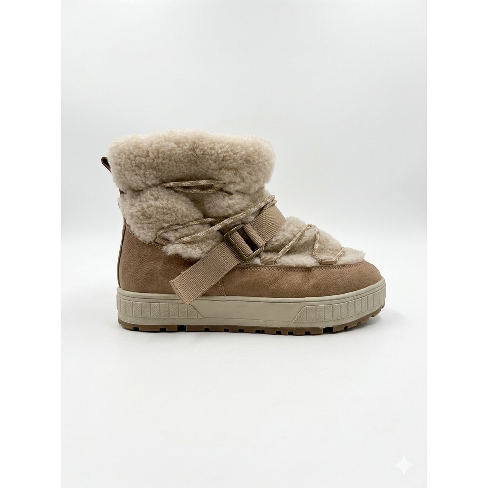 Time and Tru Winter Boots Women 7 Tan Like New Faux Fur Thinsulate Waterproof